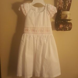 Toddler girls' white smocking Bonnie Jean dress
